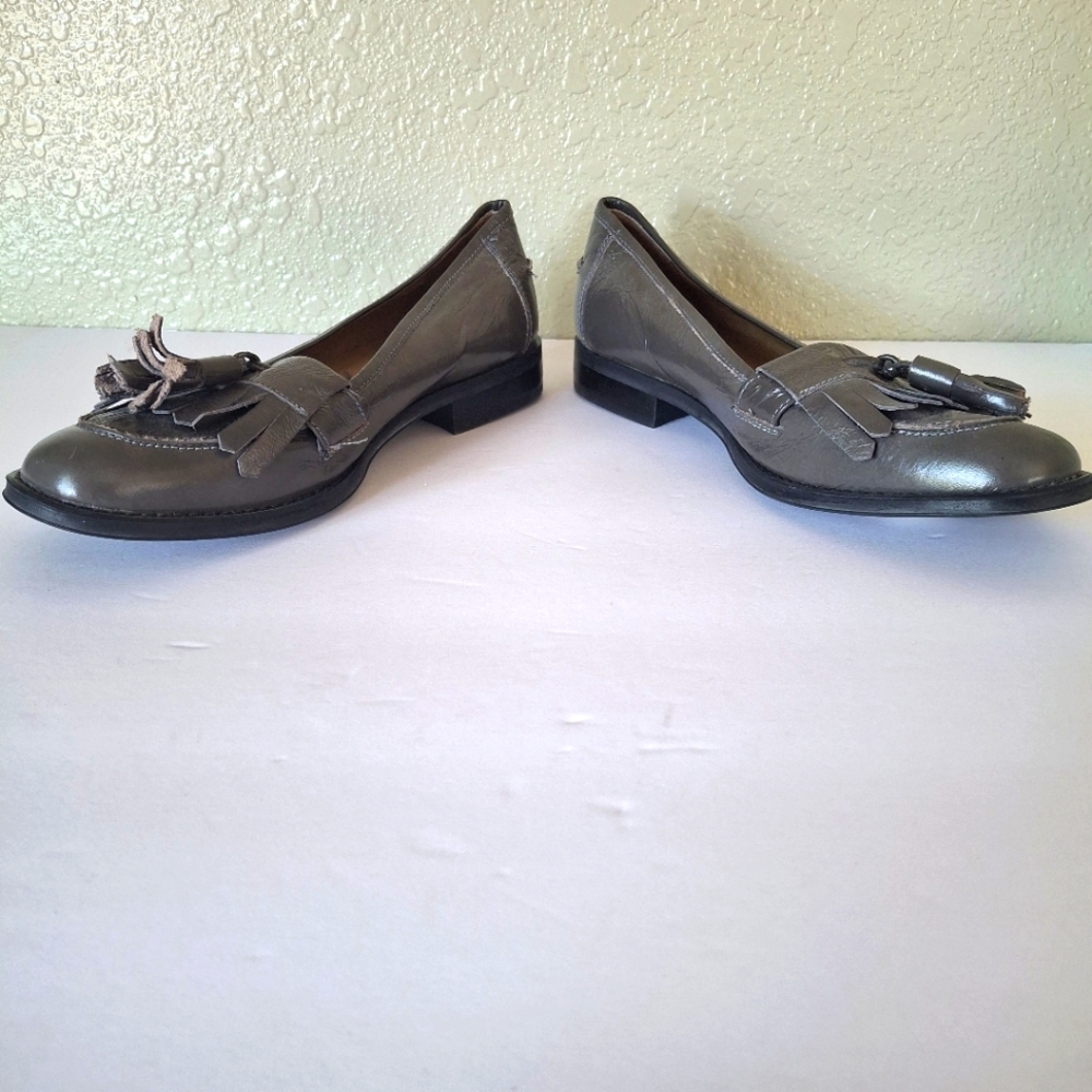 Steven By Steve Madden 8 Gray Tasseled Grey Leather Loafers New - Picture 5 of 10